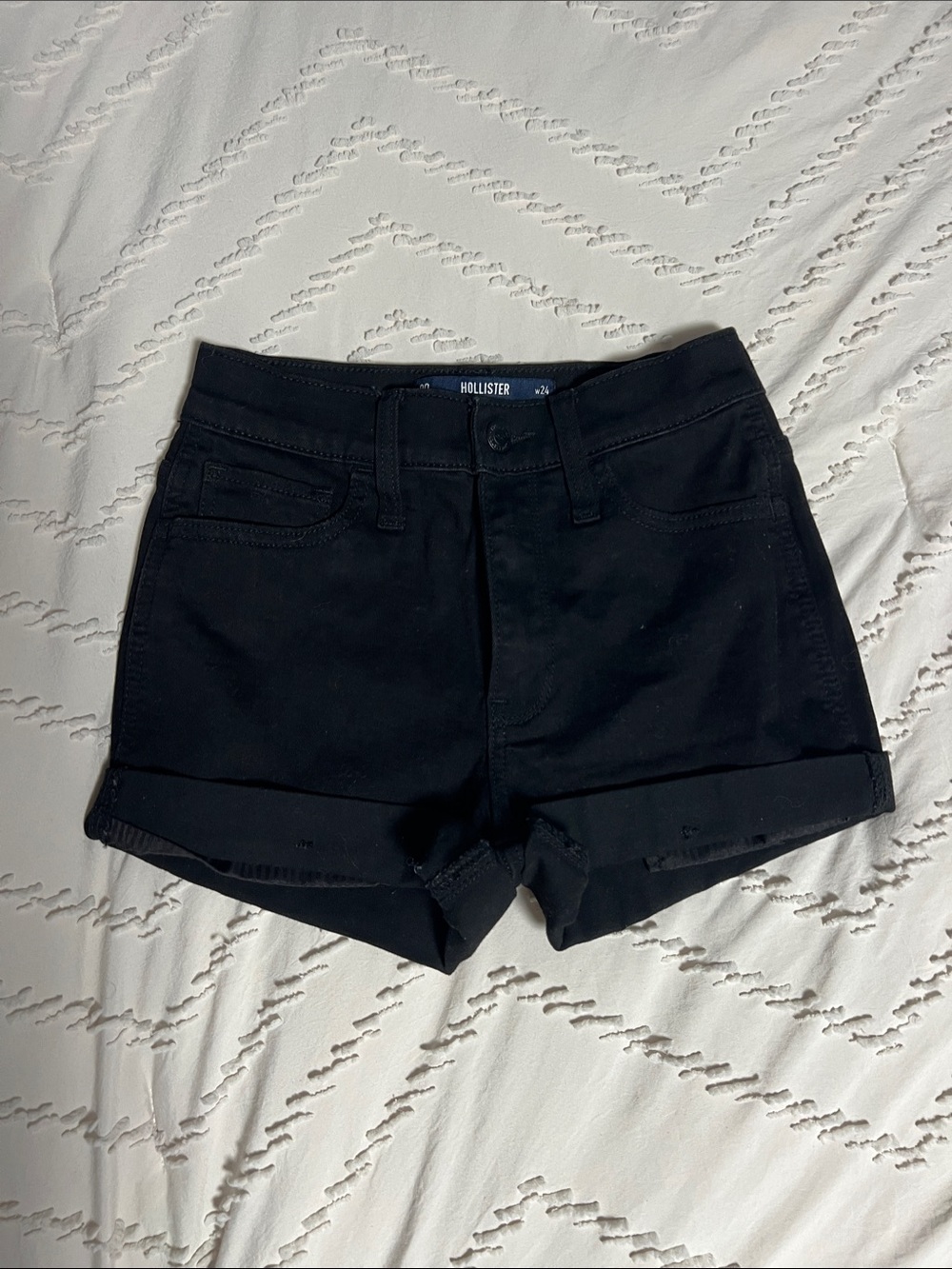 Hollister Black Denim Roll-Cuff Women's Shorts